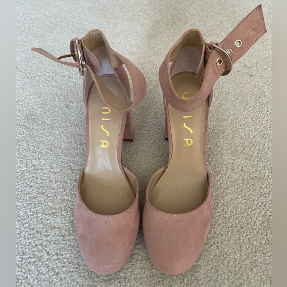 Unisa Shoes - Pink Suede Closed Toe Heals